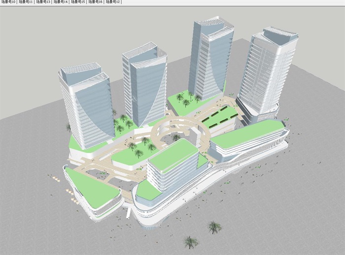 現代風格商業綜合體建築方案su模型[原創]