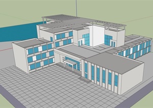现代多层学校教育建筑楼设计SU(草图大师)模型