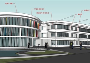 现代风格多层教育建筑楼设计SU(草图大师)模型