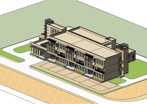 现代风格多层幼儿园教育建筑楼设计SU(草图大师)模型