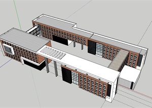 中学多层学校教育建筑楼设计SU(草图大师)模型