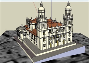 英式风格详细的教堂建筑素材SU(草图大师)模型