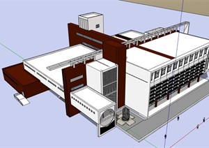 现代风格多层图书馆建筑设计SU(草图大师)模型