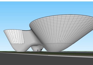 现代风格艺术中心文化馆建筑设计SU(草图大师)模型
