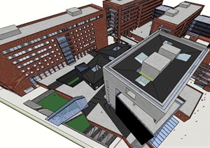 某大学新校区图书馆教学楼建筑SU(草图大师)模型