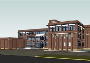 某高校图书馆教学楼建筑设计SU(草图大师)模型