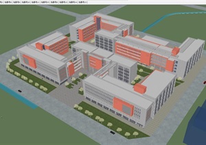 现代风格科创总部办公基地建筑方案SU(草图大师)模型