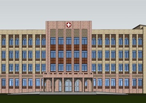 新疆伊斯兰风格医院建筑方案SU(草图大师)模型