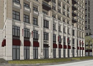 新古典风格酒店 公寓建筑设计方案SU(草图大师)模型