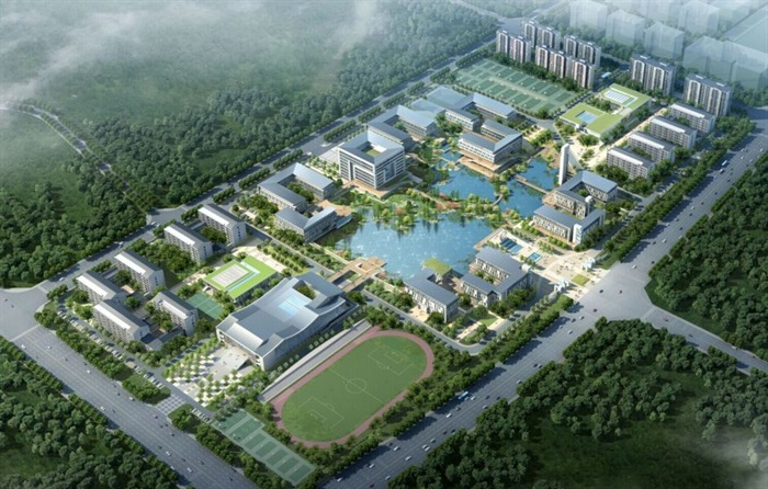 中式徽派安徽职校校园建筑规划设计方案SU模型(3)