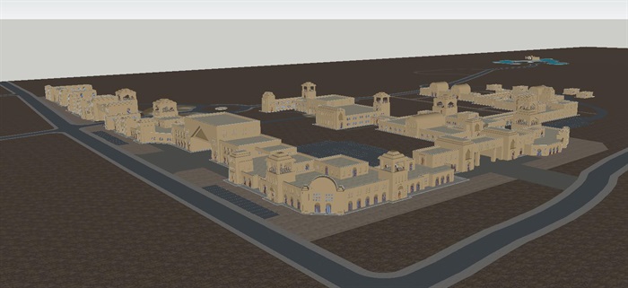 伊斯兰风格沙疗小镇建筑方案SU模型(1)