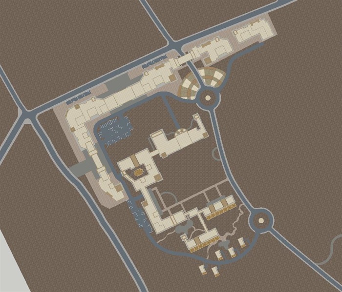 伊斯兰风格沙疗小镇建筑方案SU模型(2)