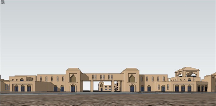 伊斯兰风格沙疗小镇建筑方案SU模型(5)