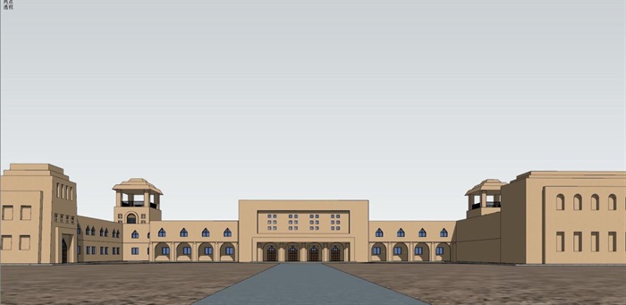 伊斯兰风格沙疗小镇建筑方案SU模型(7)