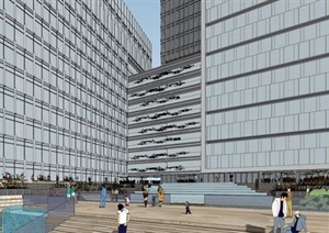 重庆江北保利中心商业综合体建筑与景观方案SU(草图大师)模型