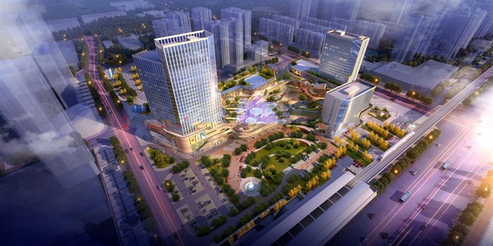 成都红光里龙城国际商业广场建筑与景观方案SU模型(7)