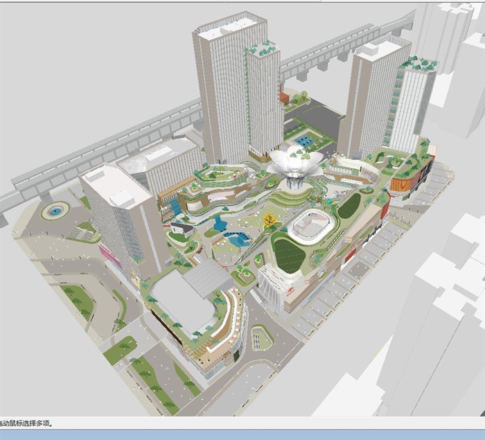 成都红光里龙城国际商业广场建筑与景观方案SU模型(11)