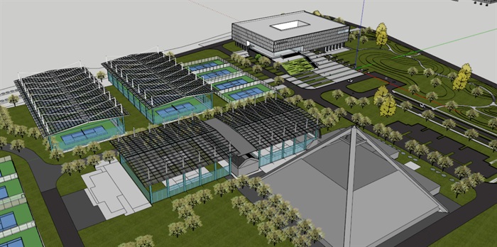 成都高新区网球中心建筑方案SU模型(1)