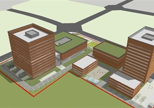 2个青海档案馆建筑设计方案SU(草图大师)模型