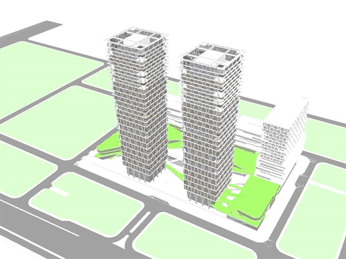 2个天安数码城旧改综合体建筑设计方案SU模型(9)