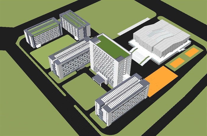 成都理工职院（体育馆、学生宿舍楼、实训楼和教学楼）建筑方案SU模型(7)