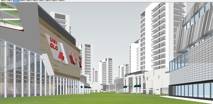 杭州艮北新城核心区招商地铁小镇轻奢高层豪宅+商业+售楼处建筑与景观方案SU模型(9)