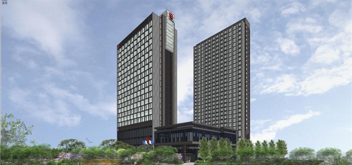 郑州荣邦锦江国际酒店建筑与景观方案SU模型(15)