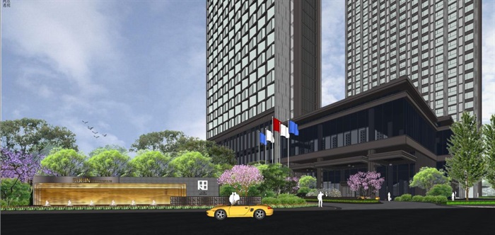 郑州荣邦锦江国际酒店建筑与景观方案SU模型(16)