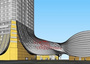 珠海横琴国际金融中心建筑设计方案SU(草图大师)模型
