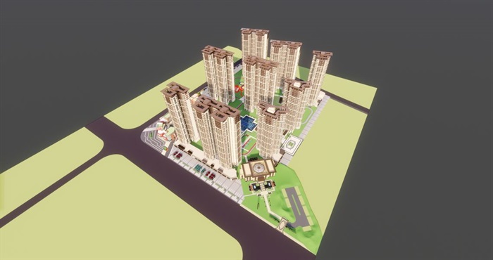 肇庆保利花园项目总体建筑与景观方案SU模型(11)