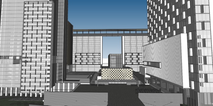 南京现代风格涵碧楼酒店建筑方案SU模型(3)