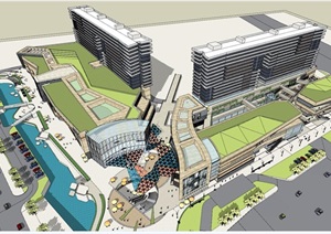 江门保利国际广场建筑与景观方案SU(草图大师)模型