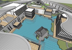 杭州未来科技城湖畔大学建筑与景观方案SU(草图大师)模型