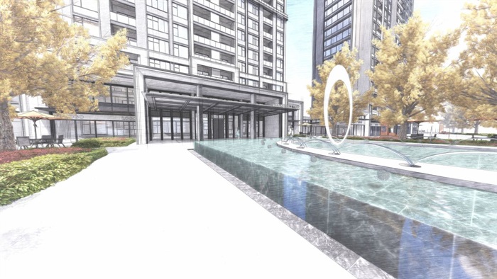 杭州万科·融信西雅图高层住宅+商业项目建筑与景观方案SU模型(13)