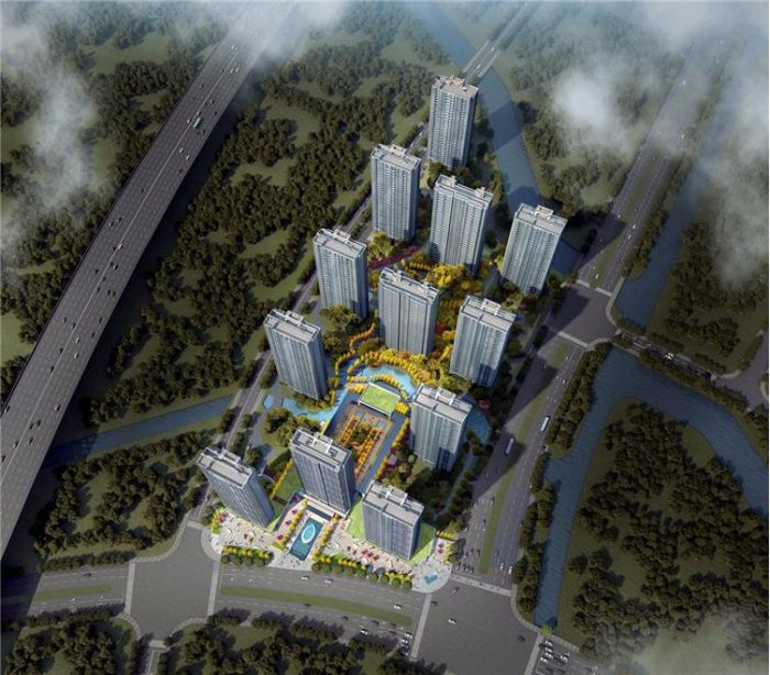 杭州万科·融信西雅图高层住宅+商业项目建筑与景观方案SU模型(16)