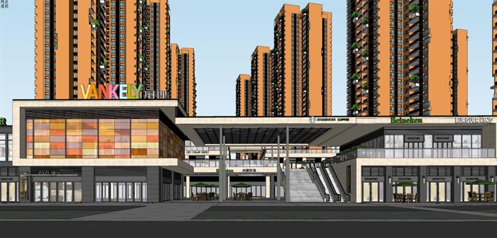广州万科里享家坊城高层+商业建筑设计方案SU模型(3)