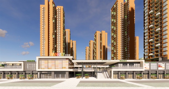 广州万科里享家坊城高层+商业建筑设计方案SU模型(9)