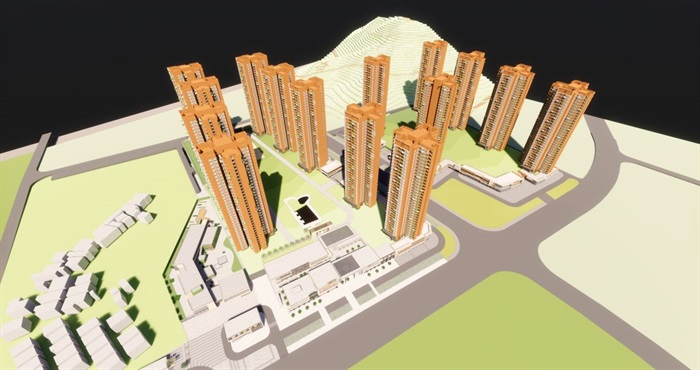 广州万科里享家坊城高层+商业建筑设计方案SU模型(13)
