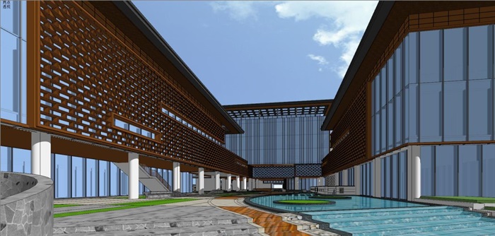 苏州新中式嘉盛集团总部建筑与景观方案SU模型(7)