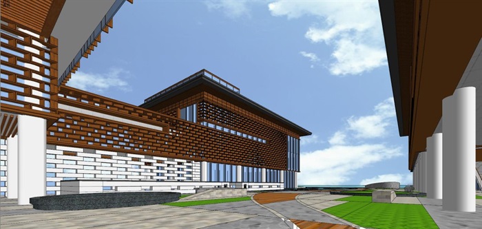 苏州新中式嘉盛集团总部建筑与景观方案SU模型(12)