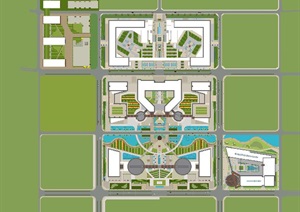 西安西部科技创新港大学城建筑与景观方案SU(草图大师)模型