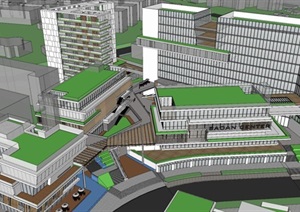 现代宝投航城工业厂区办公项目建筑方案SU(草图大师)模型