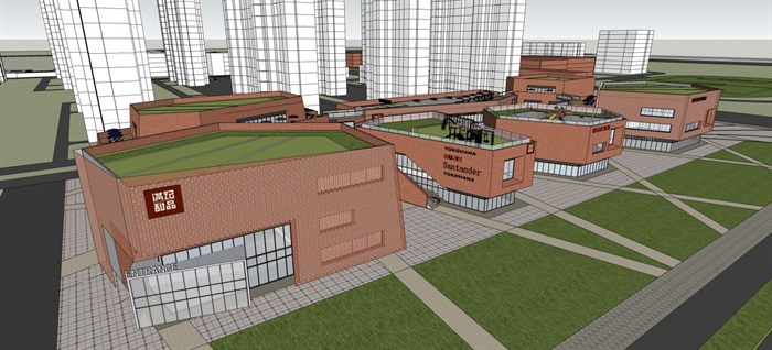 现代复兴家园社区商业中心建筑方案SU模型(4)
