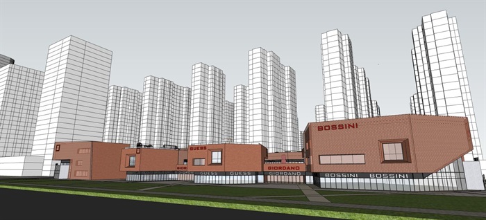 现代复兴家园社区商业中心建筑方案SU模型(5)