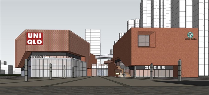 现代复兴家园社区商业中心建筑方案SU模型(12)