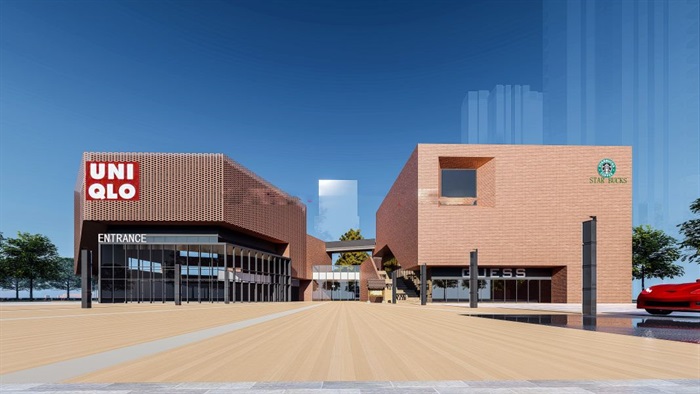 现代复兴家园社区商业中心建筑方案SU模型(14)