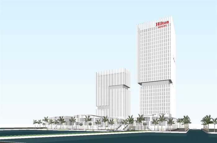 现代滨湖希尔顿酒店建筑方案SU模型(8)