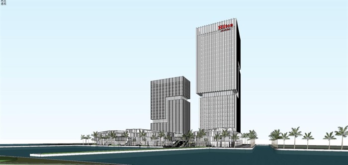 现代滨湖希尔顿酒店建筑方案SU模型(14)