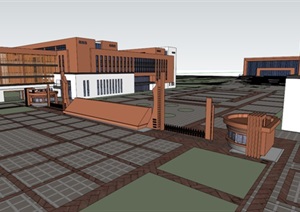 现代风格新乡中学建筑设计方案SU(草图大师)模型