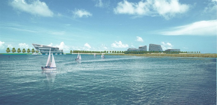 现代线型梅山岛水上游客服务办公中心建筑方案SU模型(7)